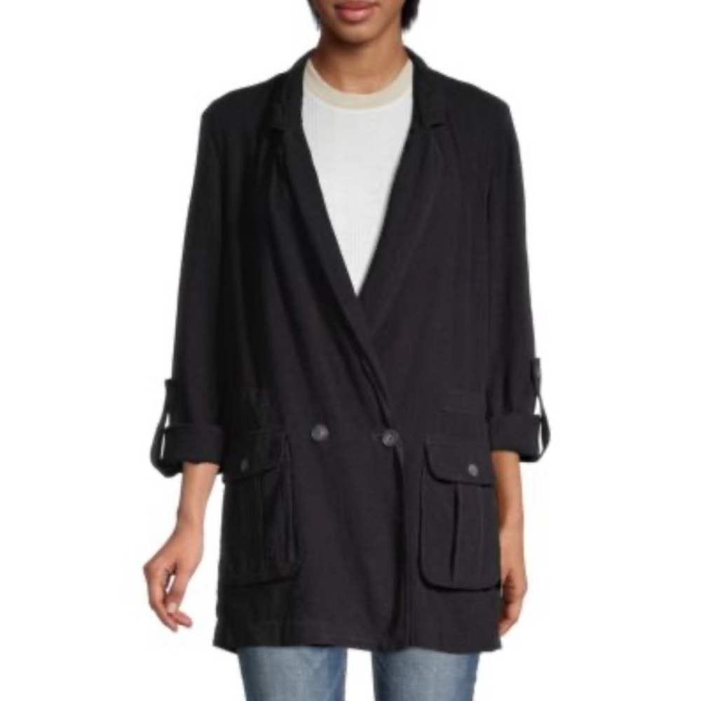 NWT. Free People Charly Blazer. Washed Black. Small.